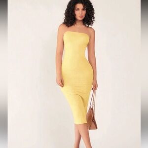 Elegant Yellow Strapless Dress